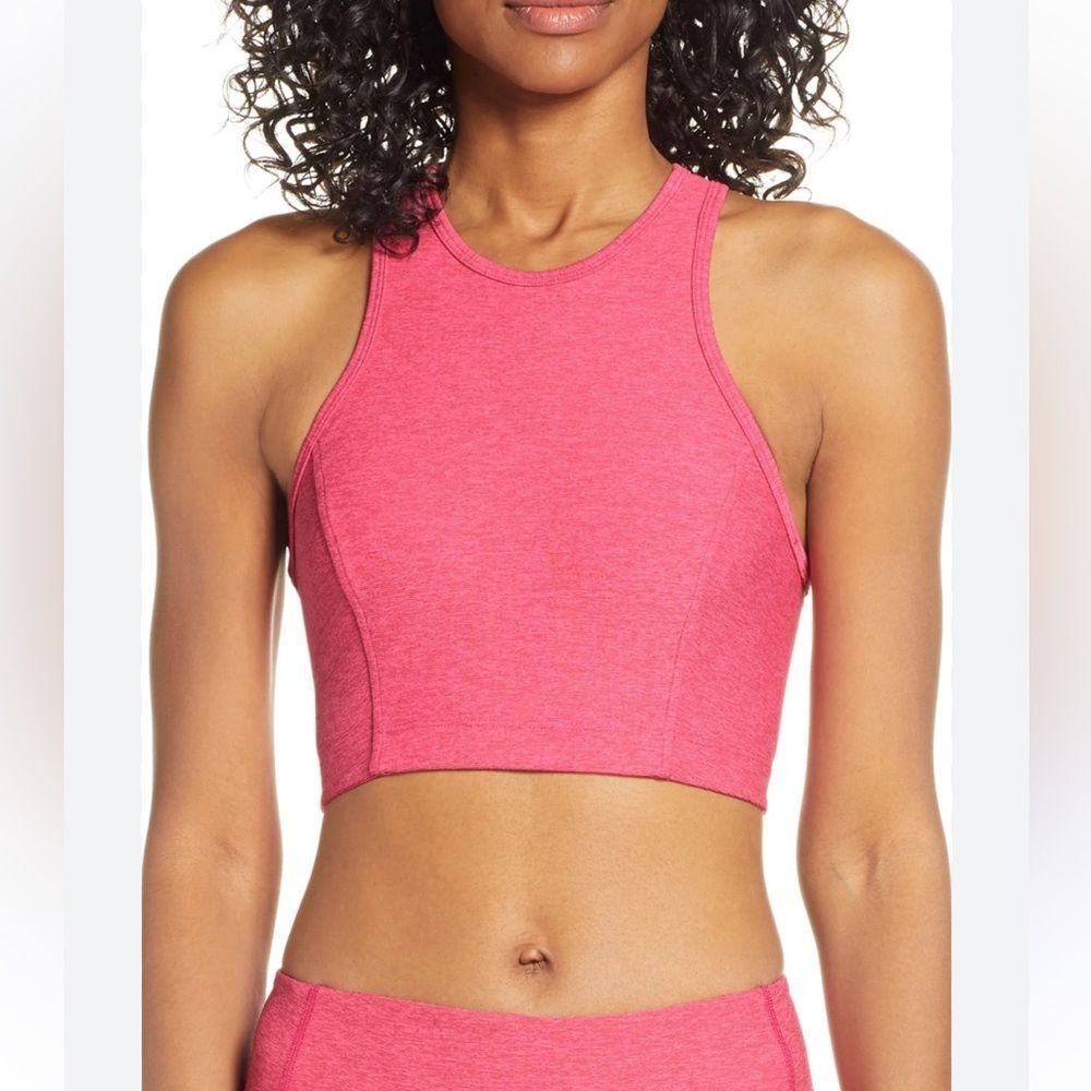 Outdoor Voices‎ Women’s M Athena Crop Top Berry Pink Heather High Neck Sport Bra